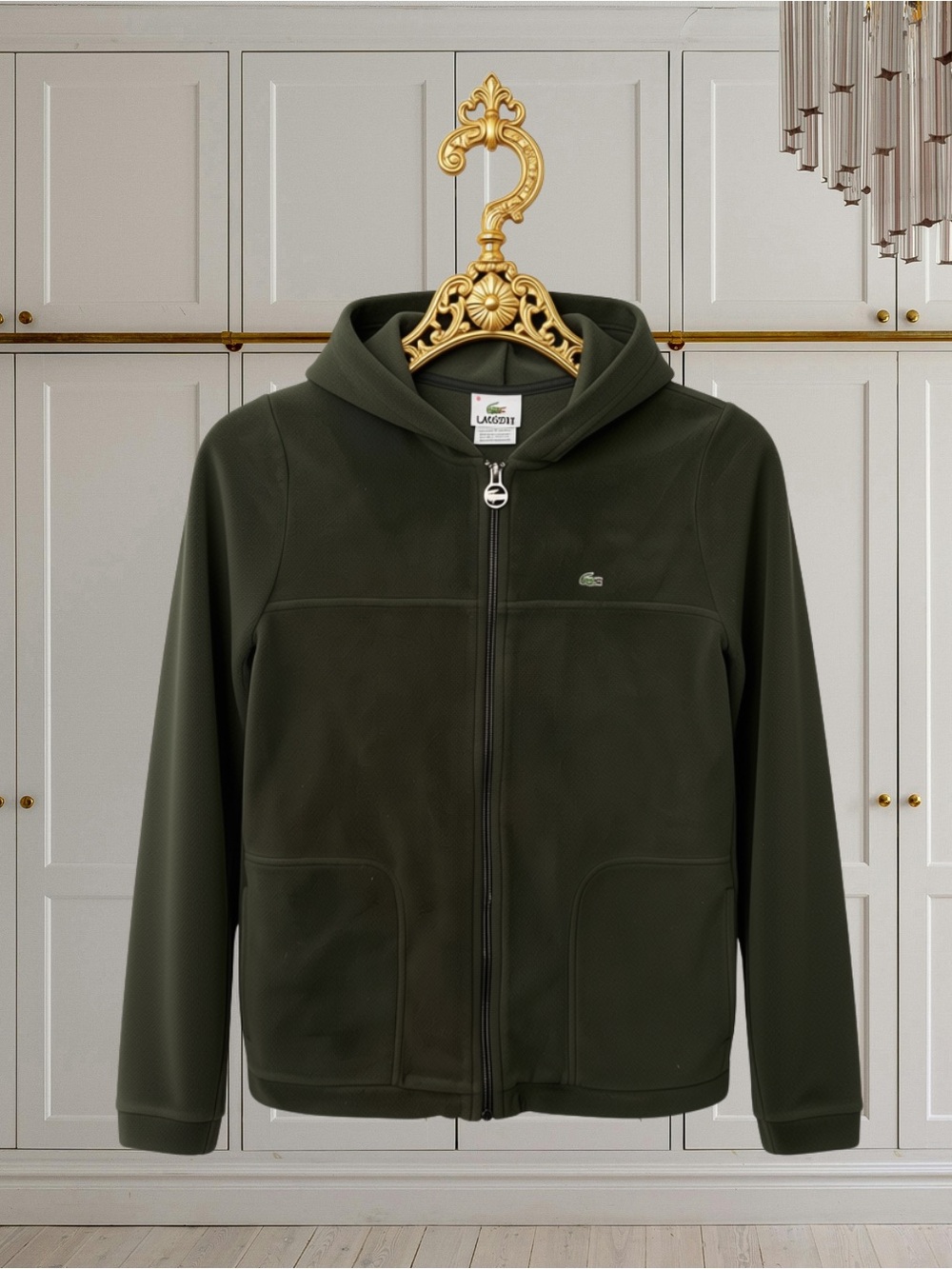 ✨ LACOSTE Women's Full-Zip Fleece Hoodie Jacket Sz Small ✨